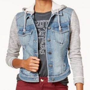 Tinseltown French terry hooded denim jacket